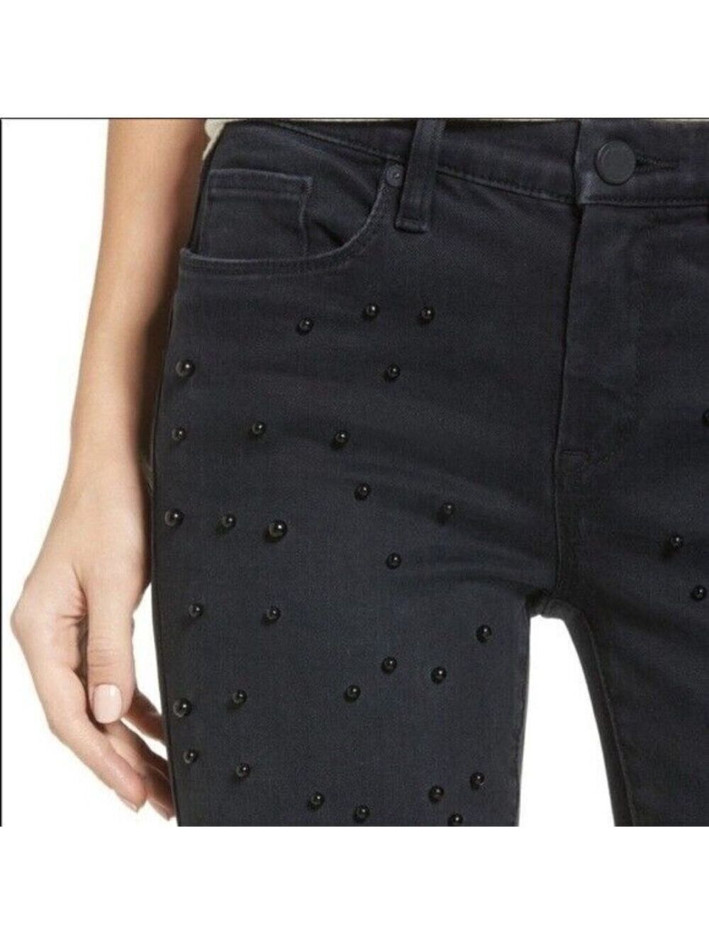 BLANKNYC BNWOT pearl embellished raw hem skinny jeans sz 31